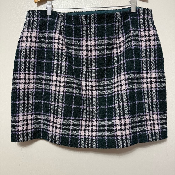 LOFT Boucle Plaid Tartan Tweed A-Line Mini Skirt Women’s 18 Preppy Lined Pockets - Picture 10 of 10